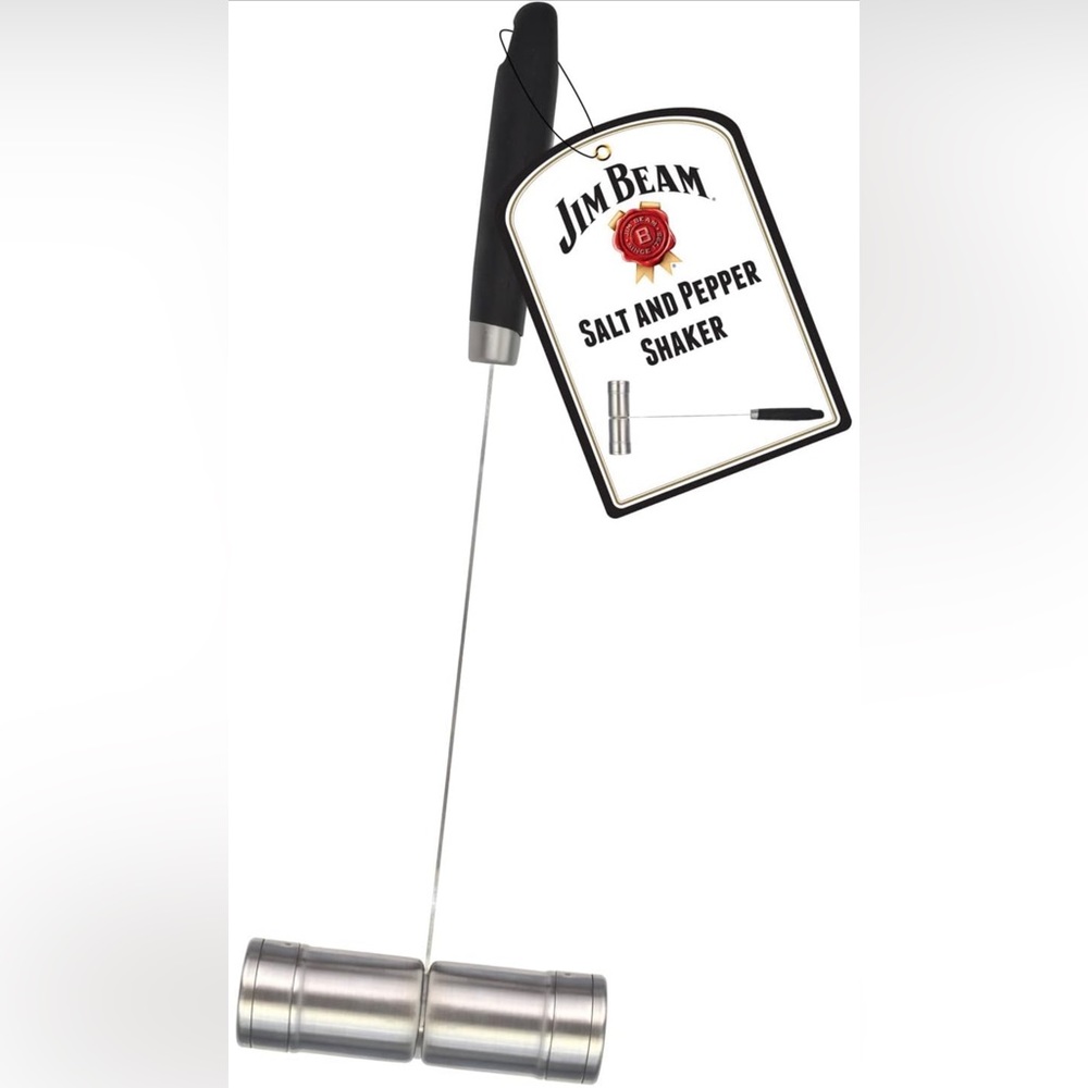 Jim Beam *NWT* Stainless Steel Salt and Pepper Shaker w/ Long, Soft Grip Handles